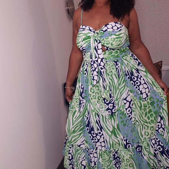 Printed Multicolor Maxi Plus Size Dress - Picture 4 of 5